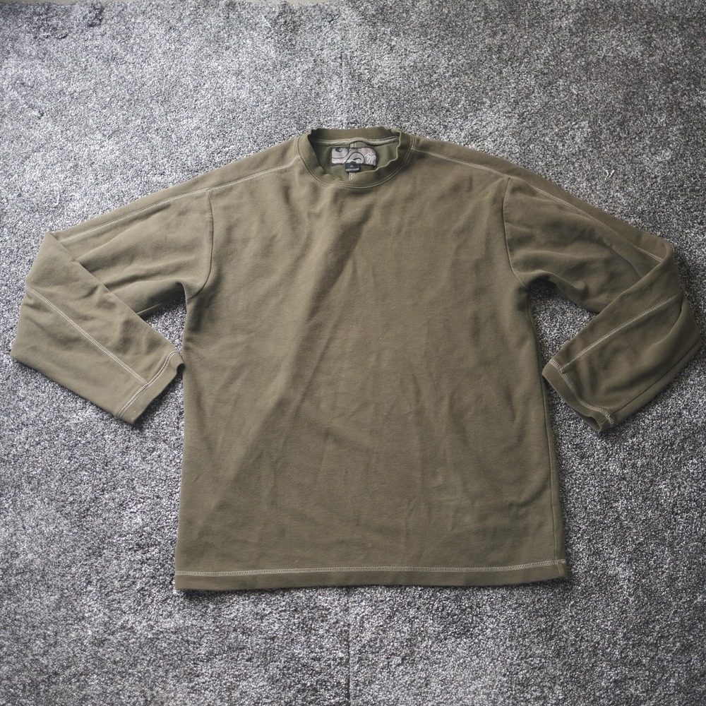 Prana Sweatshirt Mens XL Green Pullover Crew Neck Fleece Embroidered Logo